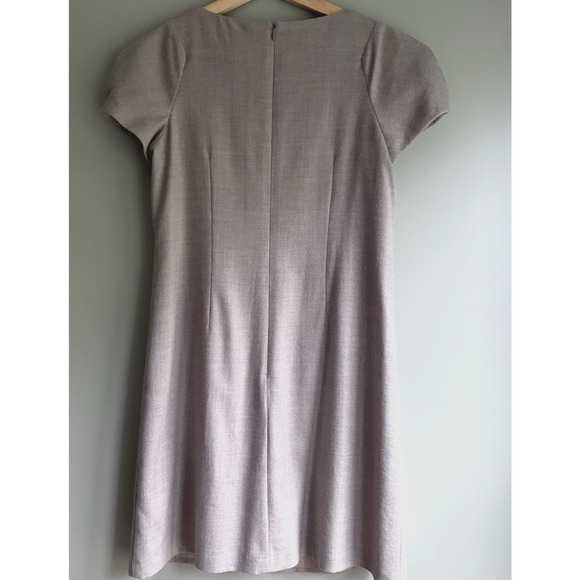 BANANA REPUBLIC Short Sleeve Wool Sheath Dress | Size 6 Neutral Beige Minimalist - Picture 4 of 15